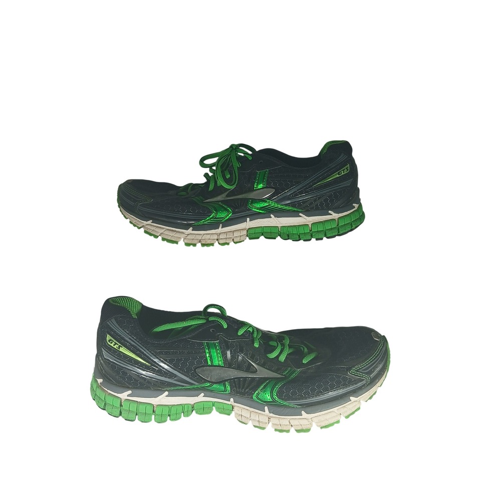 Brooks Adrenaline GTS 15 Size 9 Black Green Stability Running Shoes 1101581D305